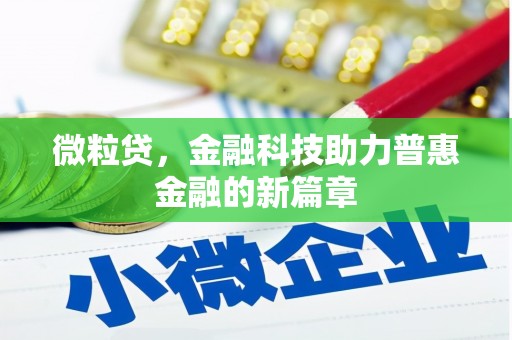 禄丰微粒贷，金融科技助力普惠金融的新篇章