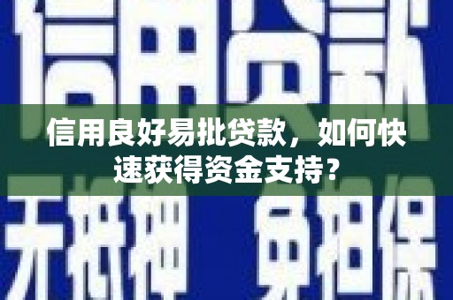 禄丰信用良好易批贷款，如何快速获得资金支持？