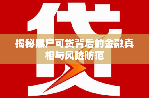 禄丰揭秘黑户可贷背后的金融真相与风险防范