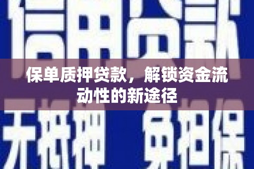 禄丰保单质押贷款，解锁资金流动性的新途径