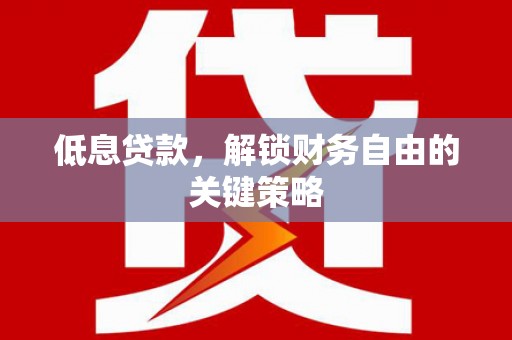 禄丰低息贷款，解锁财务自由的关键策略