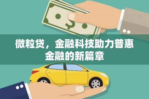 禄丰微粒贷，金融科技助力普惠金融的新篇章