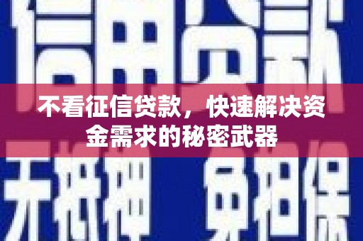 禄丰不看征信贷款，快速解决资金需求的秘密武器