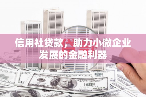 禄丰信用社贷款，助力小微企业发展的金融利器