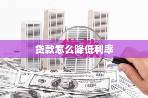 禄丰贷款怎么降低利率